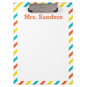 Colorful Striped Teacher's Clipboard