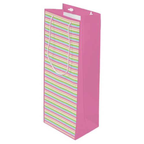 Colorful Striped Template Pink Blue Green Yellow Wine Gift Bag