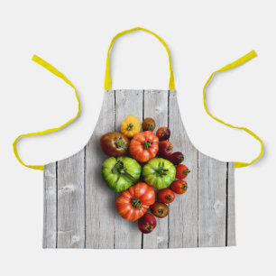 Colorful Striped Tomatoes on Weathered Table Apron