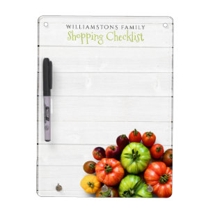 Colorful Striped Tomatoes on Weathered Table Dry Erase Board