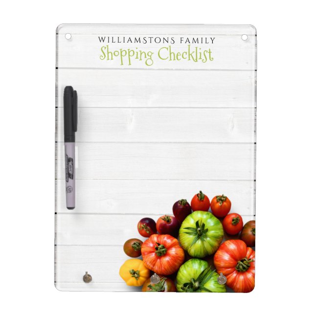 Colorful Striped Tomatoes on Weathered Table Dry Erase Board (Front)