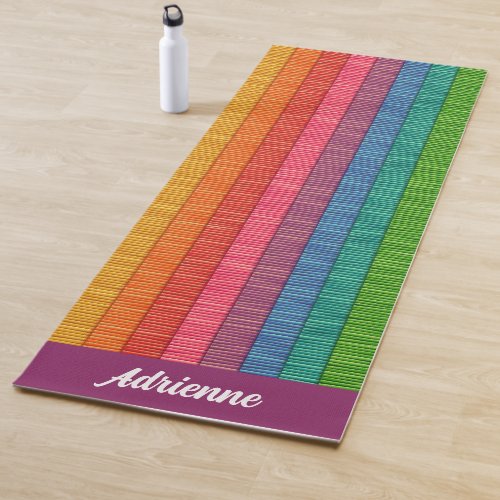 Colorful Striped Weave Pattern Personalized Yoga Mat