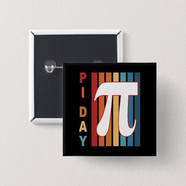 Colorful Stripes 3.14 Pi Day Button (Front & Back)