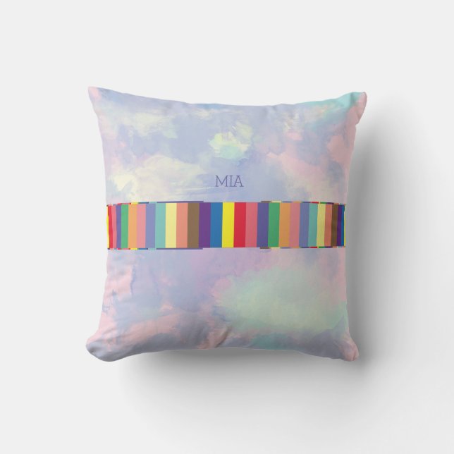 colorful stripes, abstract & geometric, custom throw pillow (Front)