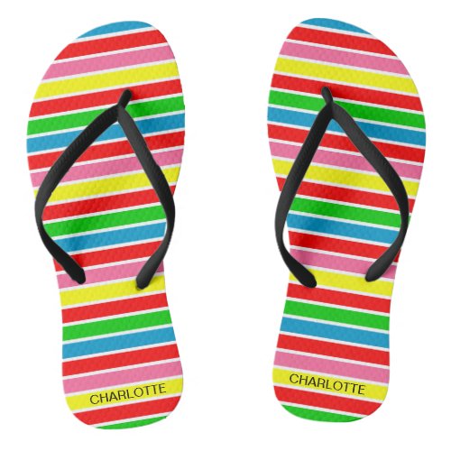 Colorful Stripes Abstract Personalized Flip Flops