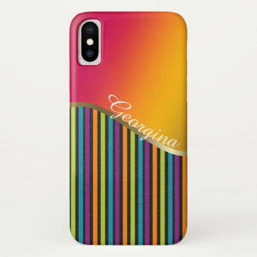 Colorful Stripes and Rainbow Gradient iPhone X Case