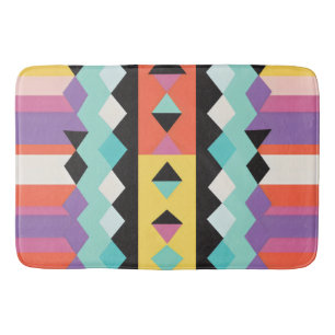 colorful stripes and triangles Pattern mix Bath Mat