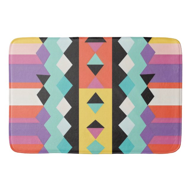 colorful stripes and triangles Pattern mix Bath Mat (Front)
