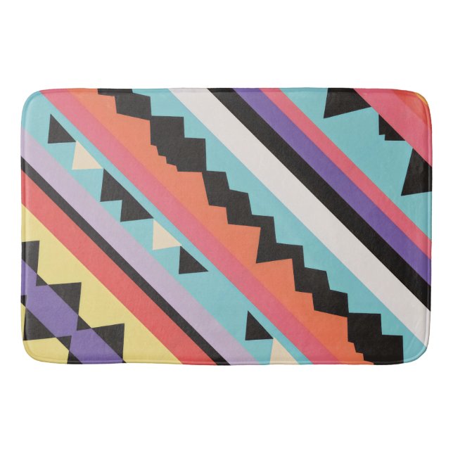 colorful stripes and triangles Pattern mix Bath Mat (Front)