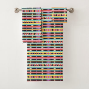 colorful stripes and triangles Pattern mix Bath Towel Set
