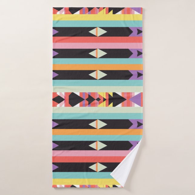 colorful stripes and triangles Pattern mix Bath Towel Set (Bath Towel)