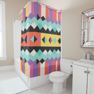 colorful stripes and triangles Pattern mix Shower Curtain