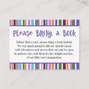 Colorful Stripes Baby Shower Book Request Cards
