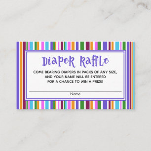 Colorful Stripes Baby Shower Diaper Raffle Cards