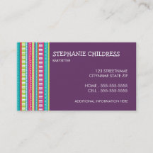 Colorful Stripes Babysitting Business Card