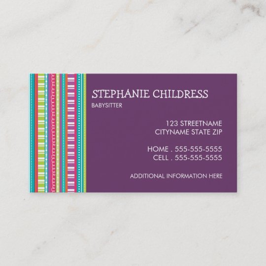 Colorful Stripes Babysitting Business Card | Zazzle.com