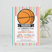 Colorful Stripes; Basketball Invitation (Standing Front)