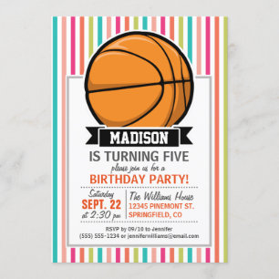 Colorful Stripes; Basketball Invitation