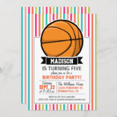 Colorful Stripes; Basketball Invitation (Front/Back)