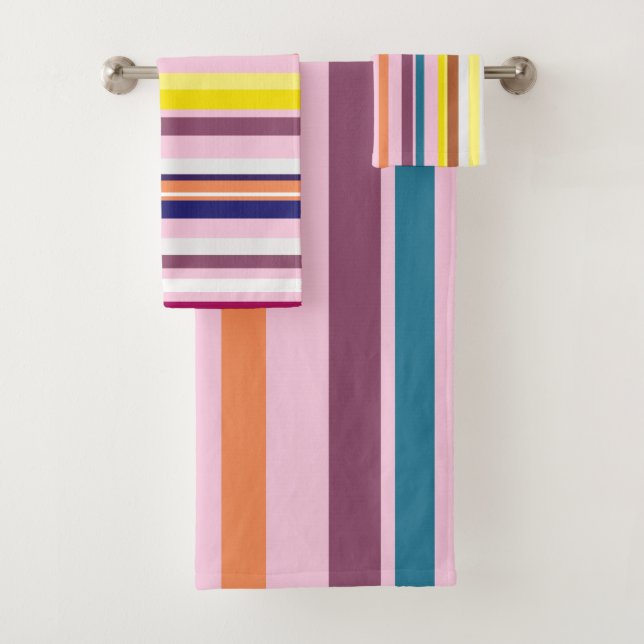 Colorful Stripes  Bathroom Towel Set (Insitu)