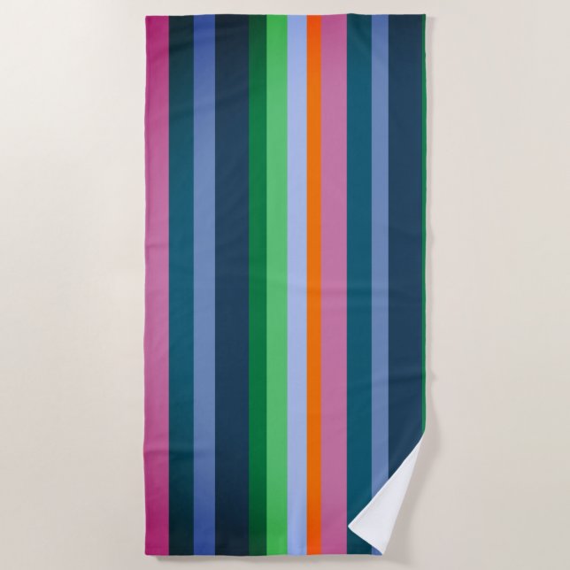 Colorful Stripes Beach Towel (Front)