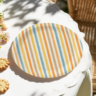 Colorful Stripes Birthday  Paper Plates