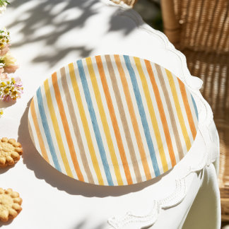 Colorful Stripes Birthday Paper Plates