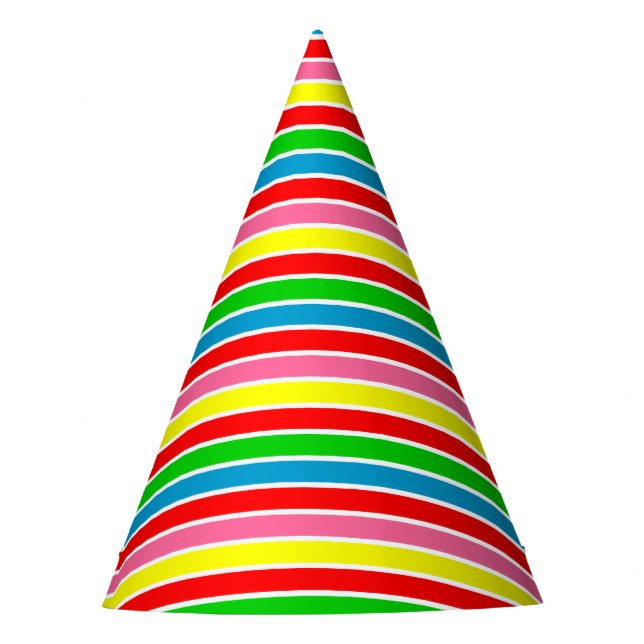 Colorful Stripes Birthday Party Hat (Front)