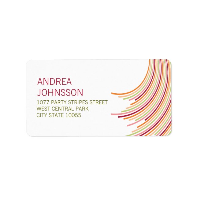 Colorful Stripes Birthday Party Modern Address Label (Front)