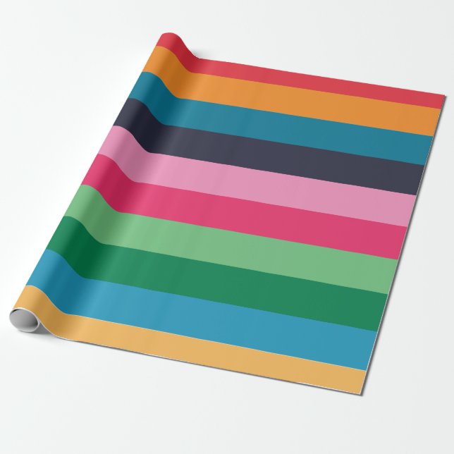 Colorful Stripes Birthday Party Wrapping Paper (Unrolled)