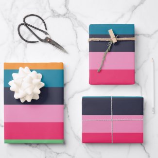 Colorful Stripes Birthday Party Wrapping Paper Sheets