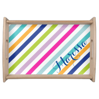 Colorful Stripes - Blue, Orange, Pink, Green Serving Tray