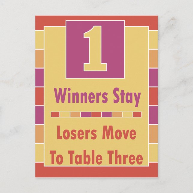 Colorful Stripes Bunco Table Card #1 (Front)