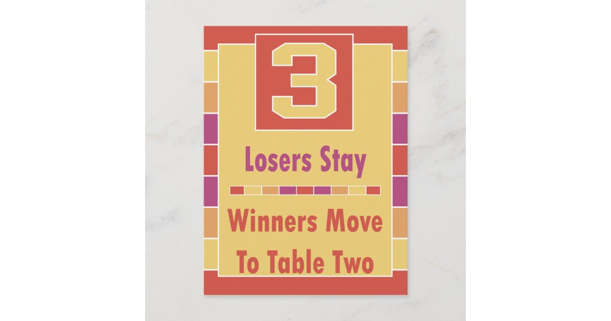 Colorful Stripes Bunco Table Card #3 | Zazzle