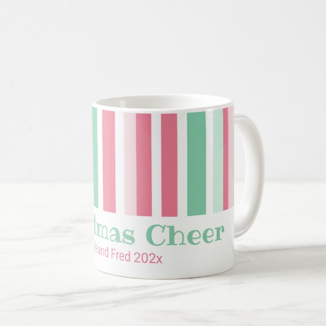 Colorful Stripes Christmas Coffee Mug (Front Right)