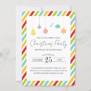 Colorful Stripes & Christmas Ornament Christmas Holiday Card