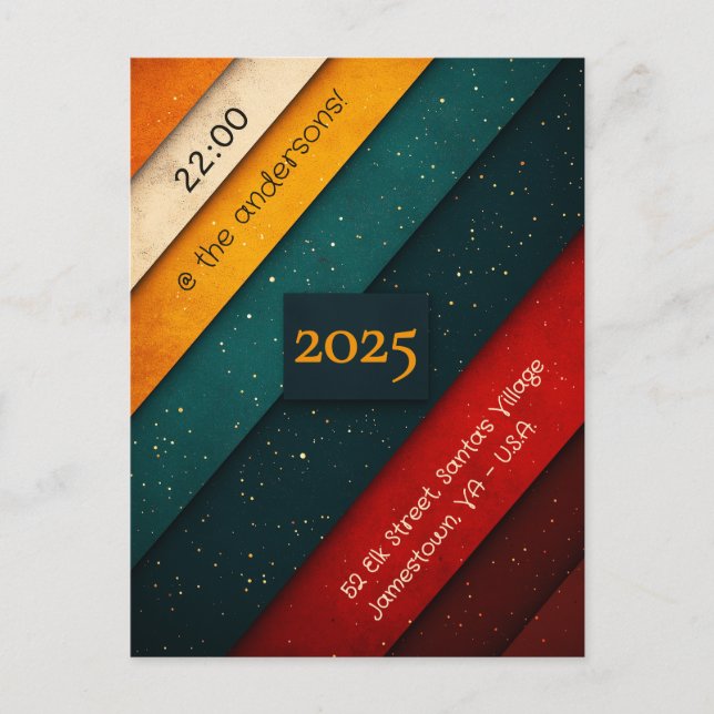 Colorful Stripes Christmas Party Holiday Postcard (Front)