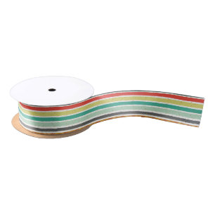 Colorful Stripes Christmas Sparkles Pattern Satin Ribbon
