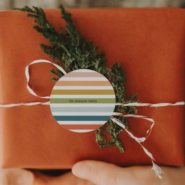 Colorful Stripes Classic Round Sticker (Colorful Stripes Classic Round Sticker)