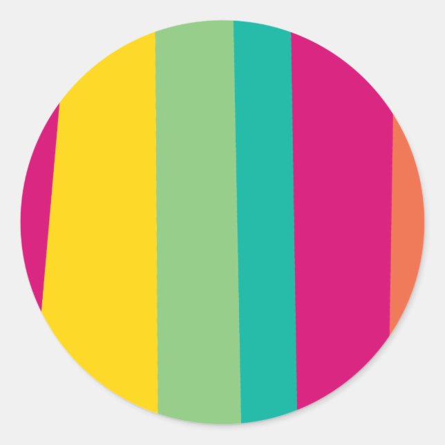 colorful stripes classic round sticker (Front)
