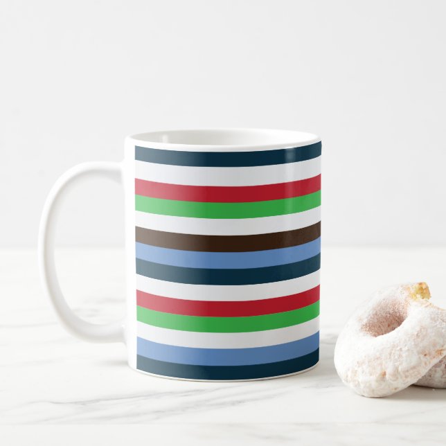 Colorful Stripes  Coffee Mug (With Donut)