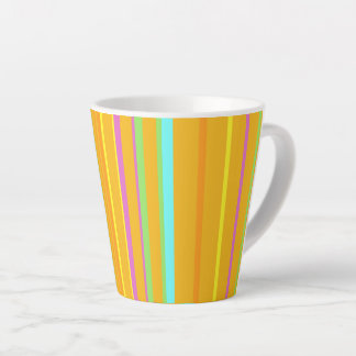 Colorful Stripes Cust. BG Color Orange Latte Mug