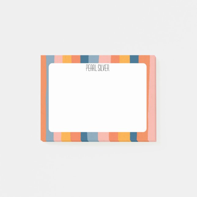 Colorful Stripes CUSTOM Monogram Personalized  Post-it Notes (Front)