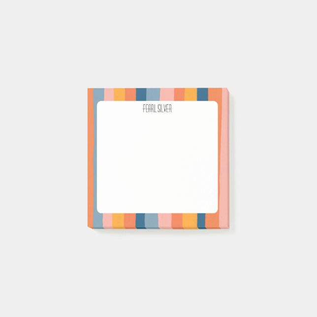 Colorful Stripes CUSTOM Monogram Personalized Post-it Notes (Front)