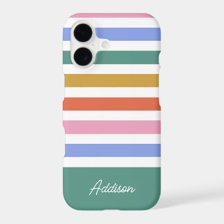 Colorful Stripes Custom Name iPhone 17 Case