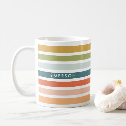 Colorful Stripes Custom Name Coffee Mug
