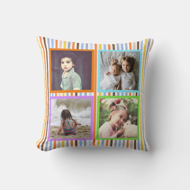 Colorful stripes custom photo x5 throw pillow (Front)