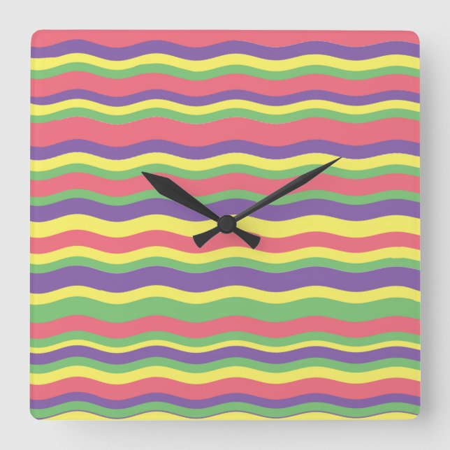 Colorful stripes design   square wall clock (Front)