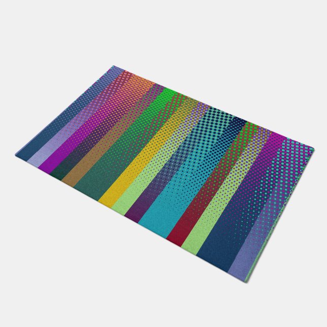 Colorful Stripes & Dots Pattern + your ideas Doormat (Angled)