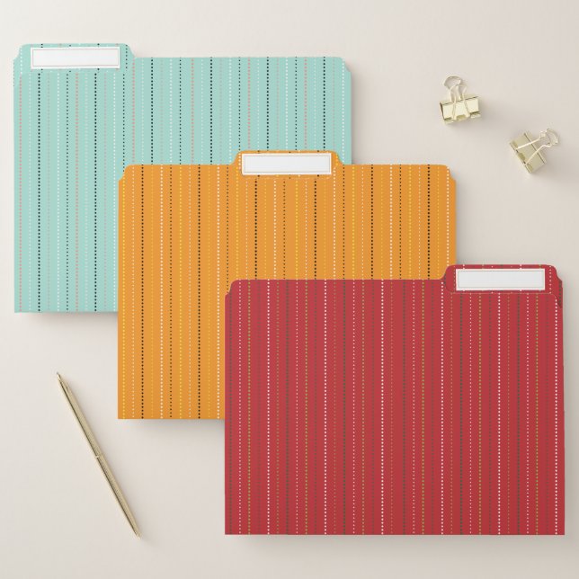 Colorful Stripes - File Folders (Set)